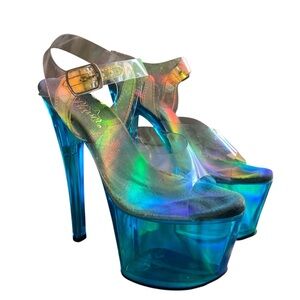 Pleaser Iridescent Blue Platform Heels